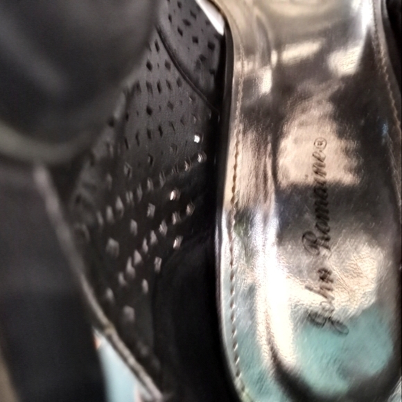 John Romaine double strap buckle perforated open toe heels - Picture 3 of 15